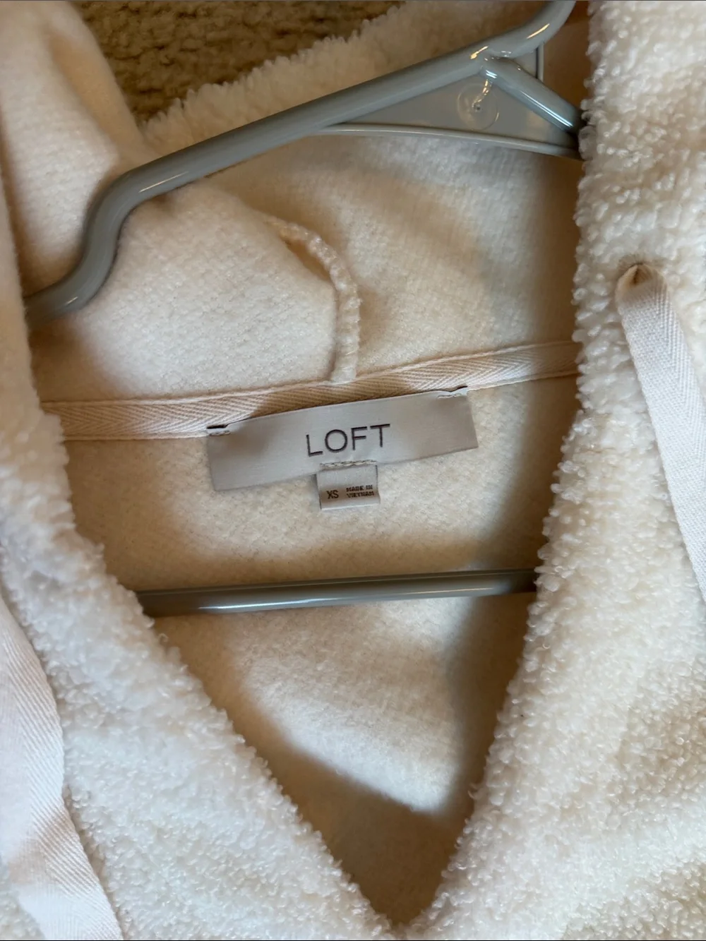 LOFT Cream Sherpa Hoodie Sweater